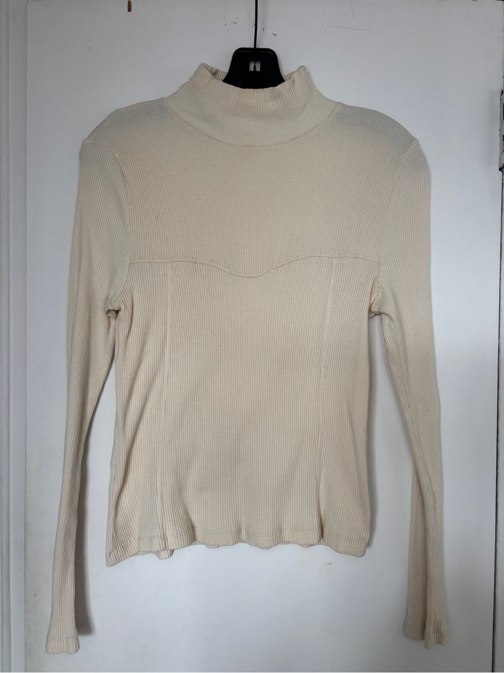Mango Cream Ribbed Turtleneck Sweater